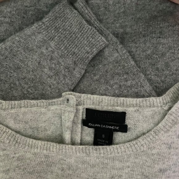 J. Crew Collection Italian Cashmere Gray Color Block Button Back Crew Sweater S - Picture 4 of 14